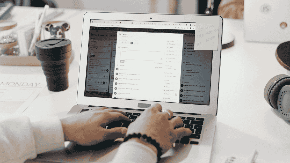 Office working on laptop