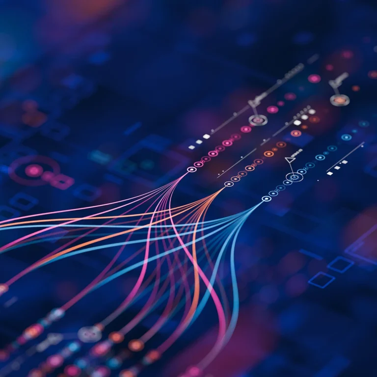 A computer screen displaying numerous lines and dots, resembling an algorithm.