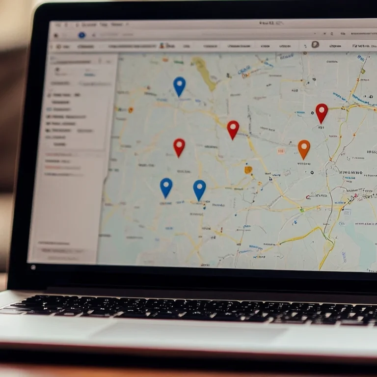 Laptop screen showing steps to use Google Maps for locating your business effectively.