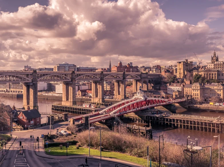 Newcastle Swing Bridge spanning the River Tyne.