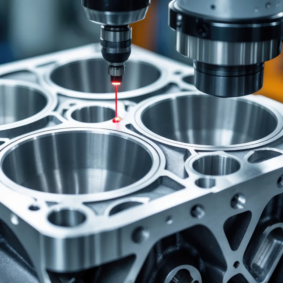 A machine operates on a metal cylinder, shaping or processing it in a workshop setting.