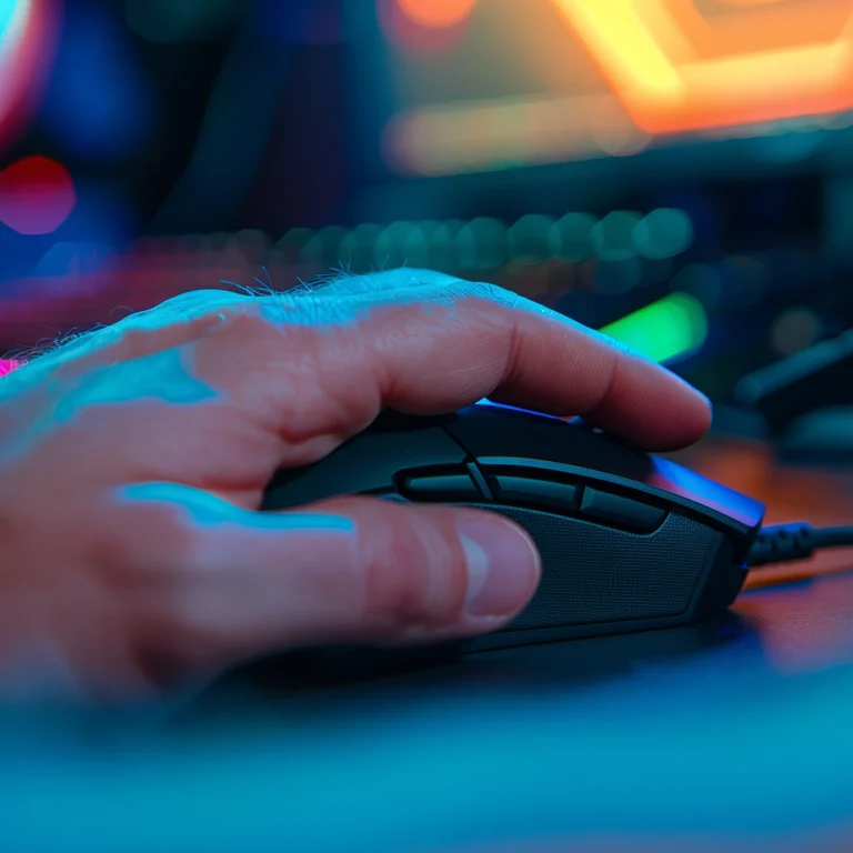Close up of hand clicking a computer mouse.