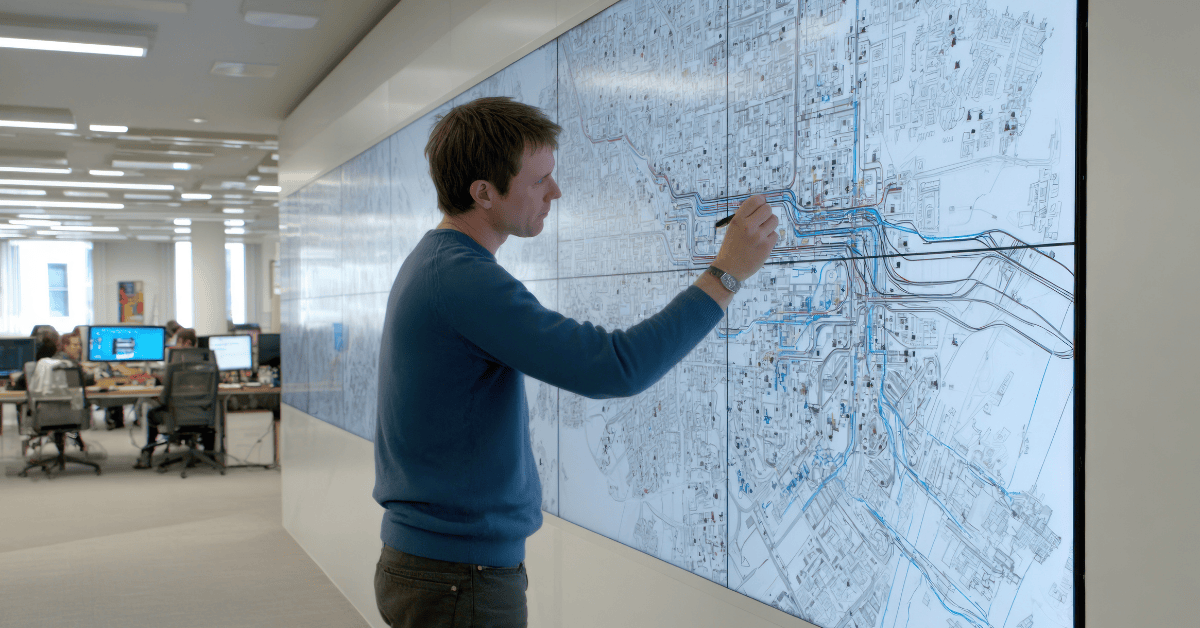 map writing on digital map